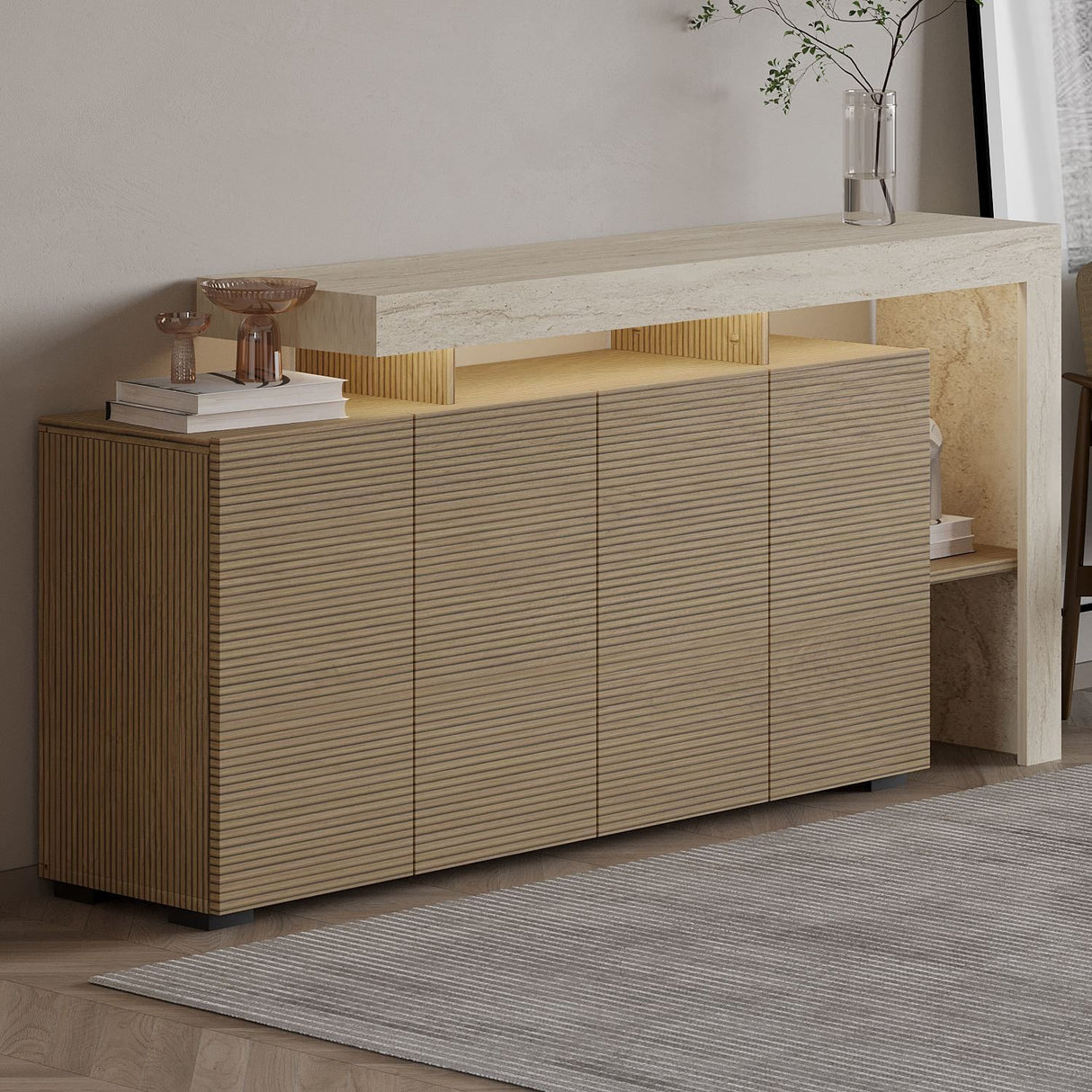 Cork (170 x 80 x 35 cm) Konsolbord Travertin, varm ek