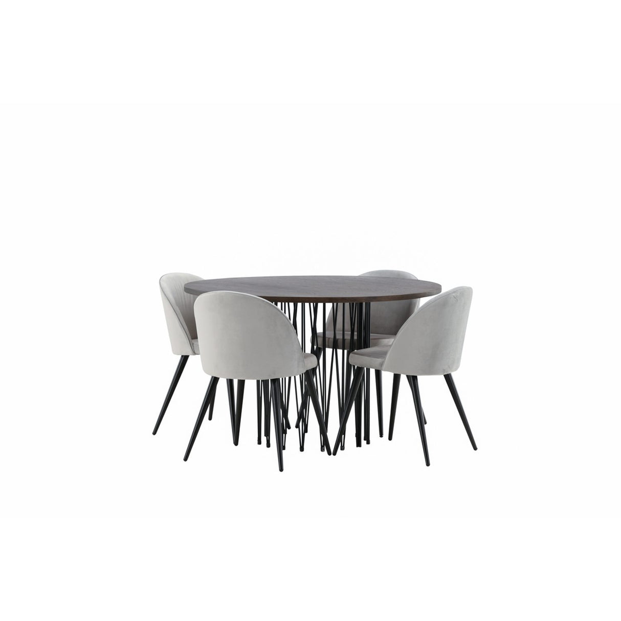Stone, Velvet Rund matgrupp Svart,Grå, Svart, Mocka, ⌀120