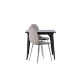Tempe, Eva Rektangulär matgrupp Silver, Svart, 80 x 80