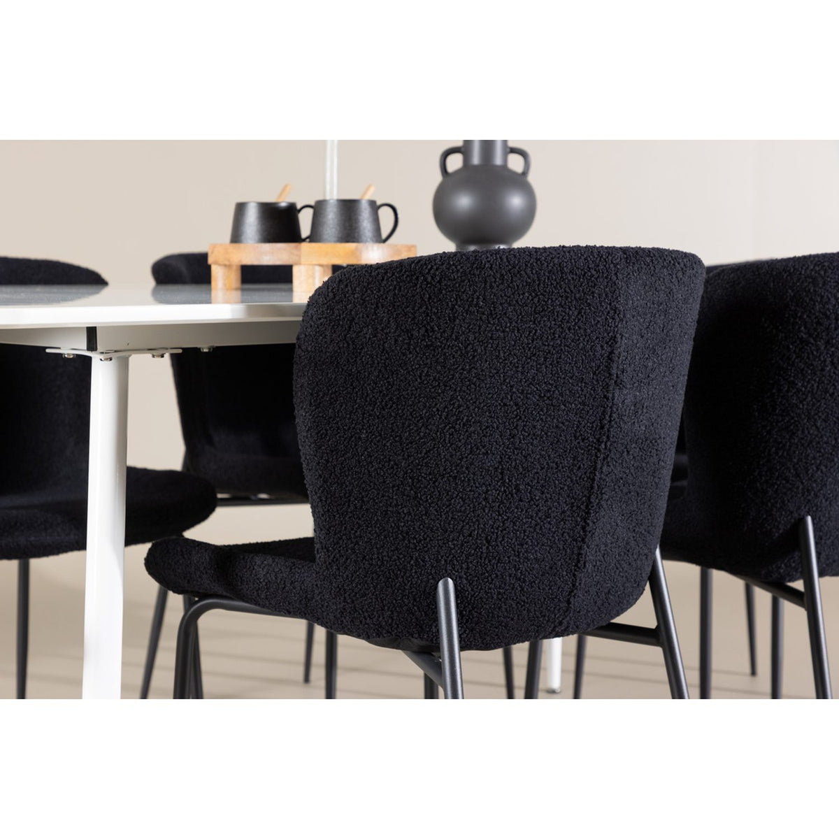 Silar, Modesto Rektangulär matgrupp Svart, Vit, 180 x 90