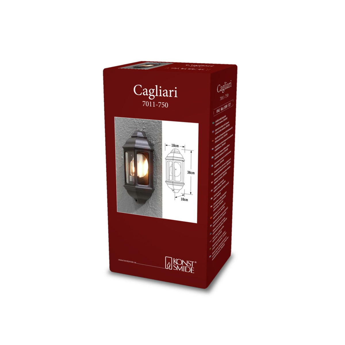 Cagliari Plafond E27 Vägglampa Ute Mattsvart
