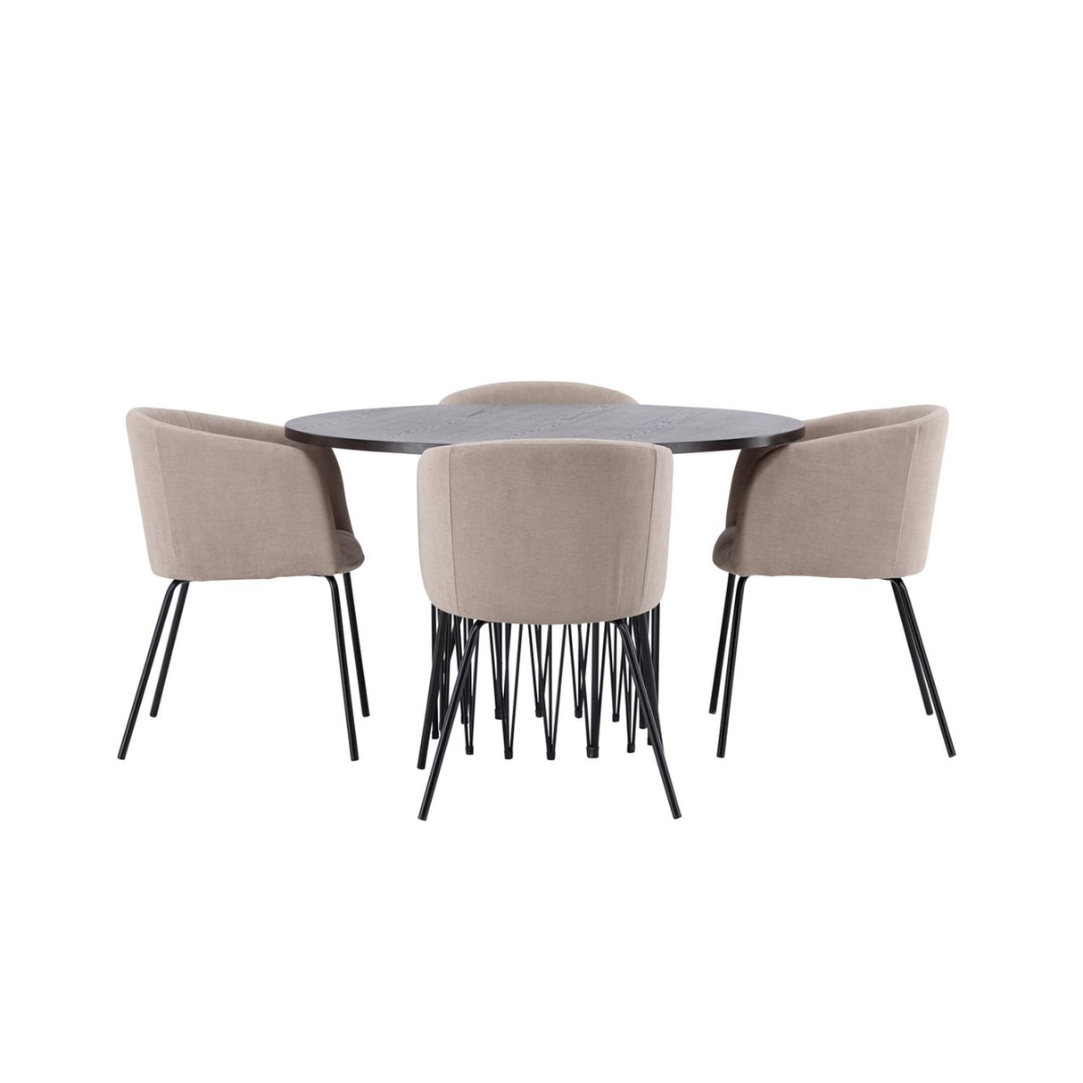 Stone, Berit Rund matgrupp Beige, Svart, Svart, Mocka, ⌀120