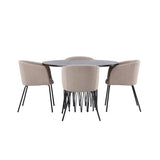 Stone, Berit Rund matgrupp Beige, Svart, Svart, Mocka, ⌀120