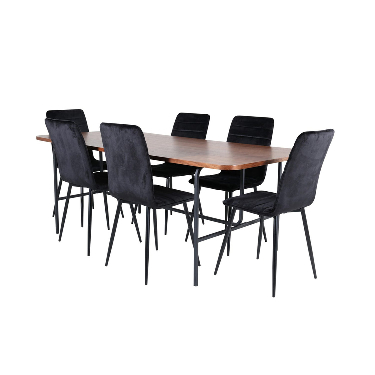 Uno, Windu Rektangulär matgrupp Svart, Natur, 6st