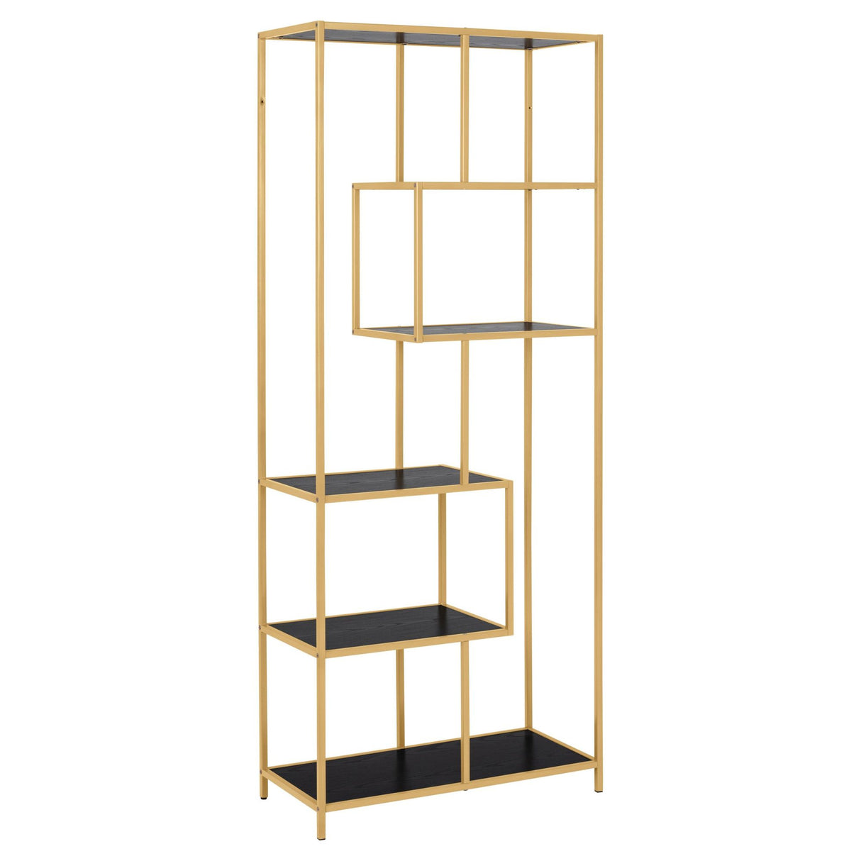 Seaford Bokhylla Asymmetrisk 185x77x35 cm Svart