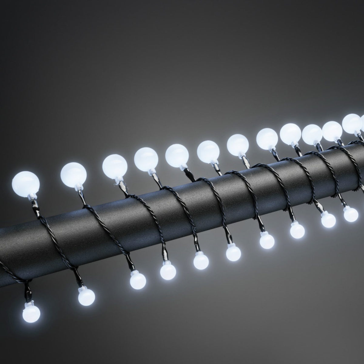 80 Cherry LED svart kabel 24V/IP44 Ljusslinga Ute Vit
