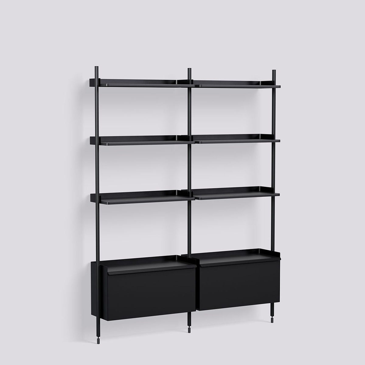 Pier System 132 2 sektioner 162 × 34 × 209 cm Hyllsystem PS Blue, Black – anodiserad aluminium