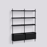 Pier System 132 2 sektioner 162 × 34 × 209 cm Hyllsystem PS Black, Black – anodiserad aluminium