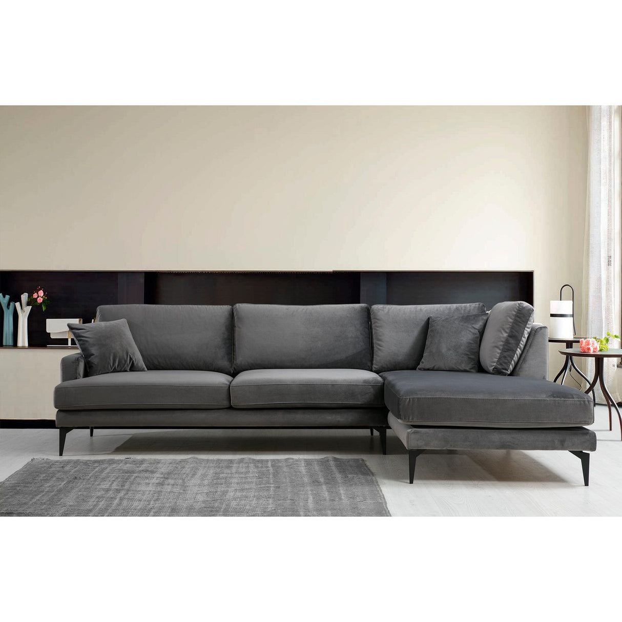 Quito Hörn (283-180 x 90 x 88 cm) Hörnsoffa Antracit, Vänster