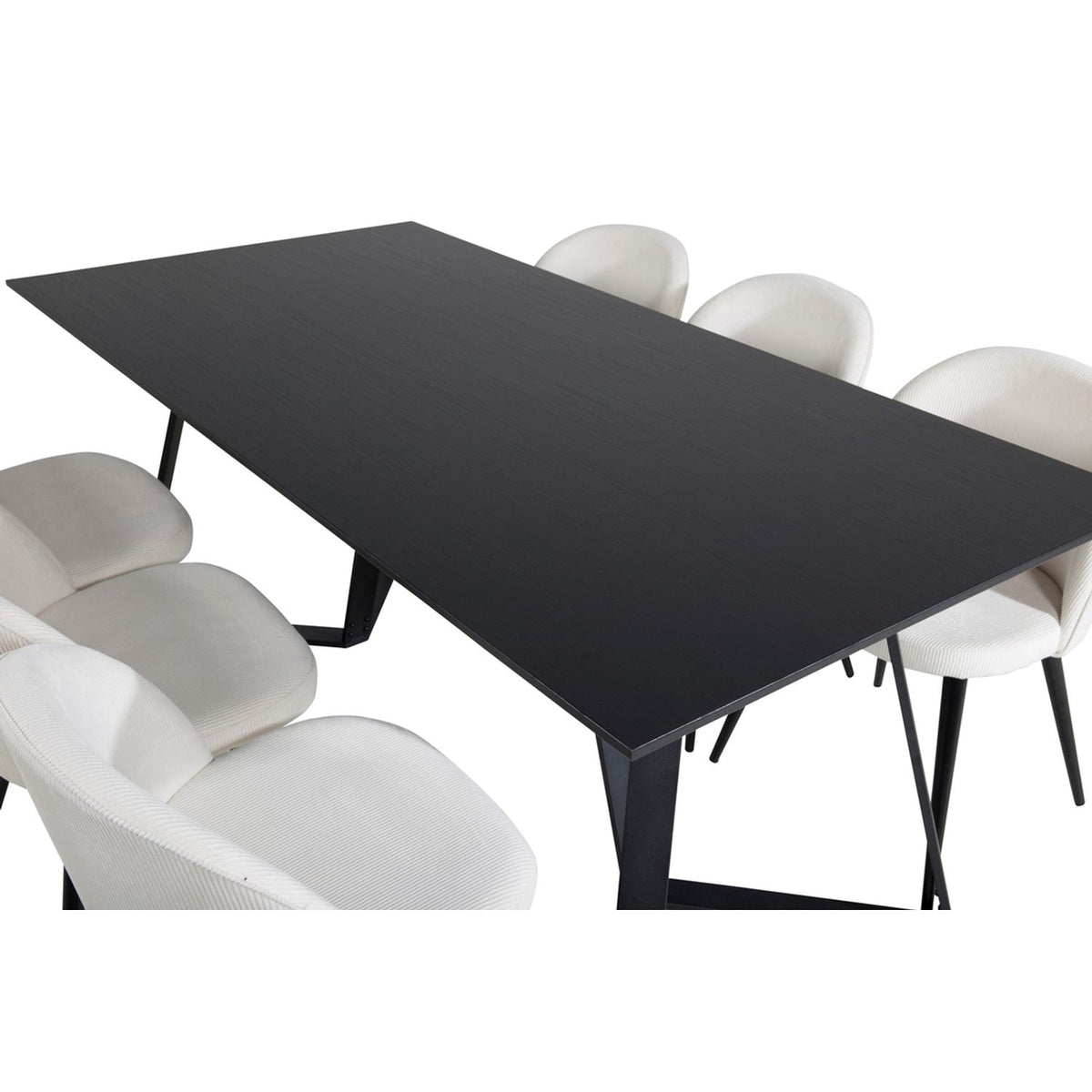 Marina, Velvet Rektangulär matgrupp Svart,Crème, Svart, 180 x 90
