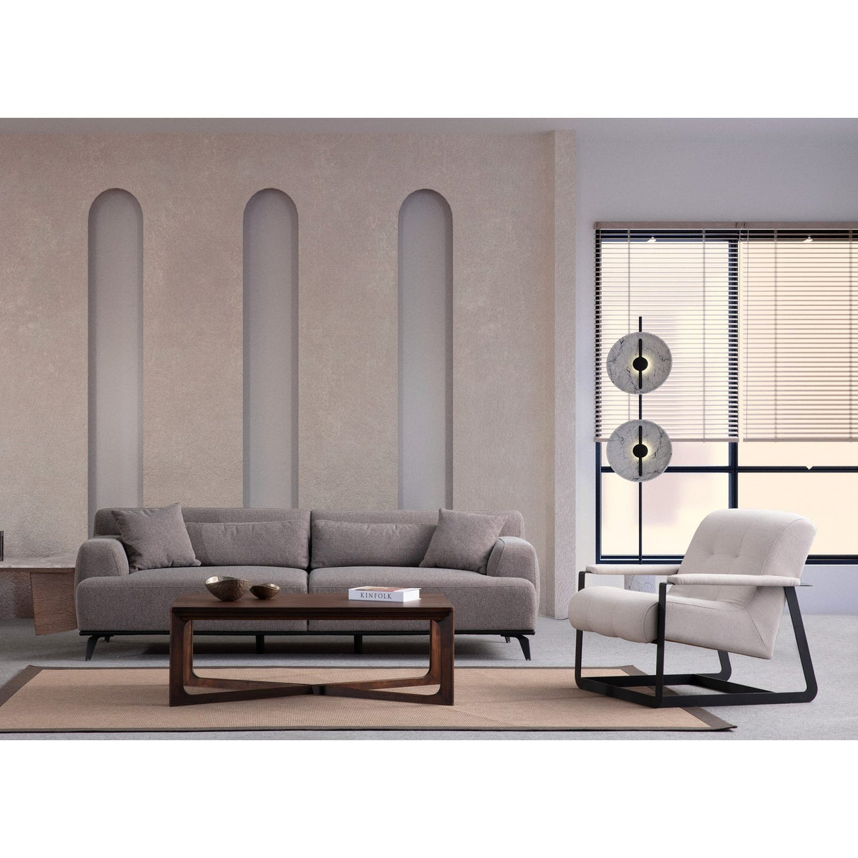 Kigali 2 (200 x 100 x 75 cm) brungrå 2-sitssoffa