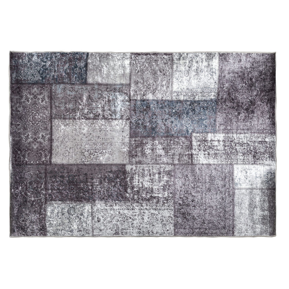 Siv patchworkmatta 200x290 cm Grå