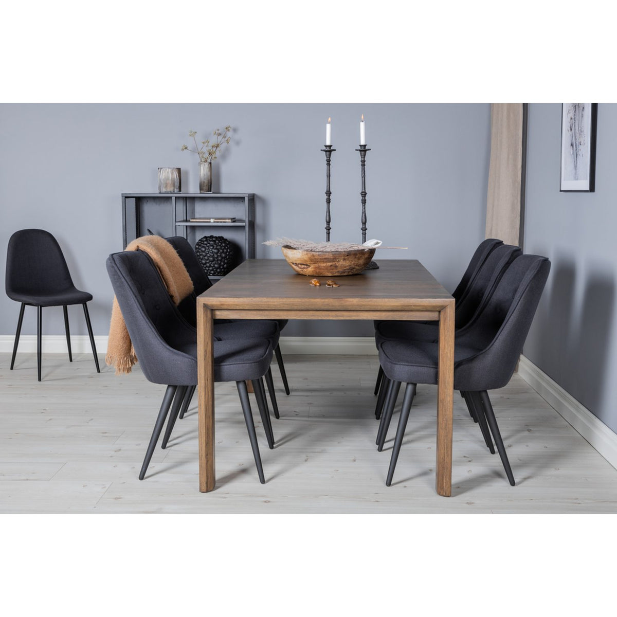 Slider, Velvet Deluxe Rektangulär matgrupp Svart, Natur, 170 x 95