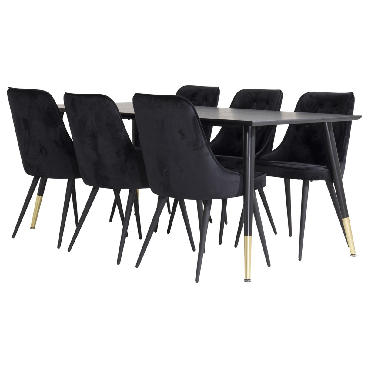 Dipp, Velvet Deluxe Rektangulär matgrupp Svart, Svart, Svart