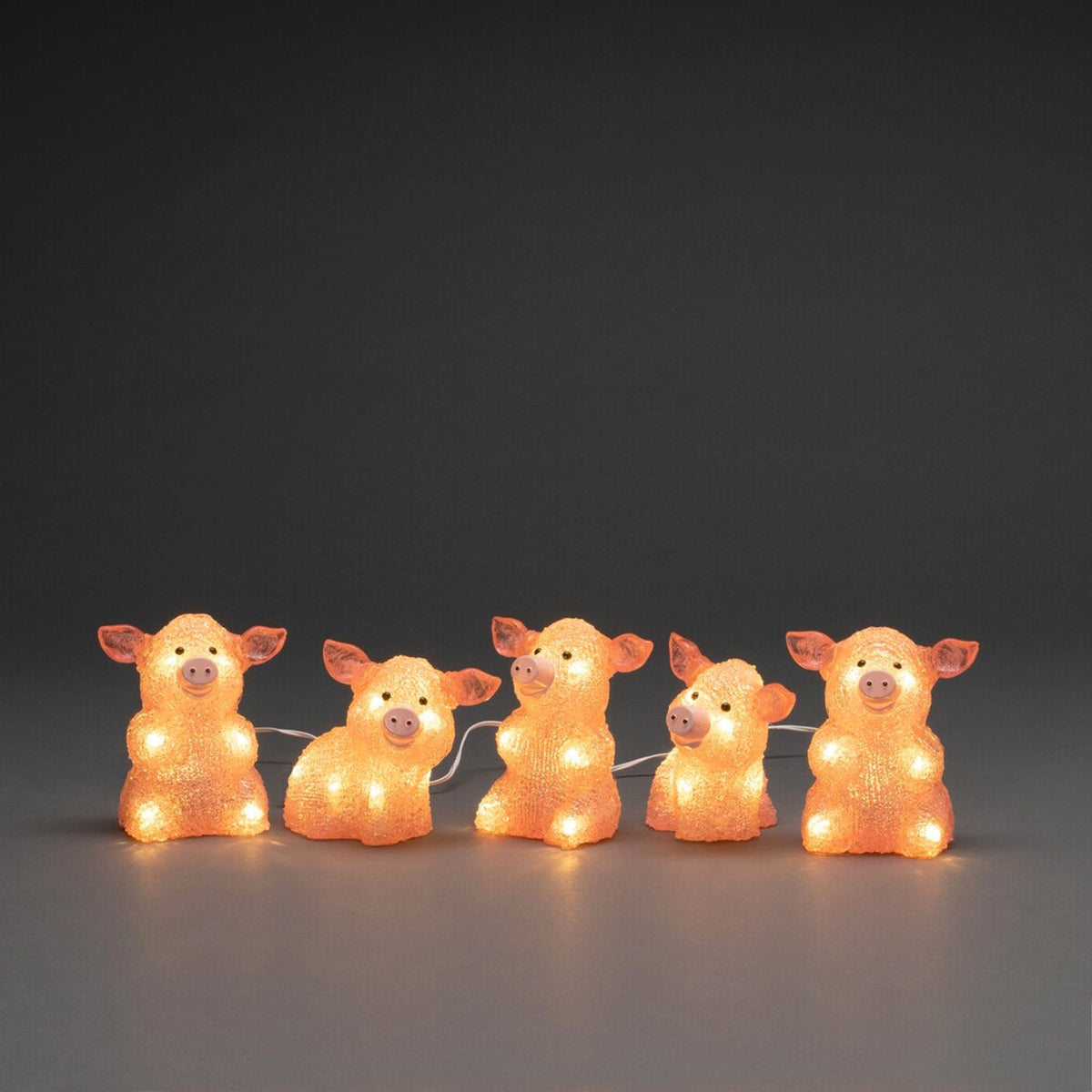 Grisar akryl 5st LED Ljusdekoration Ute Rosa