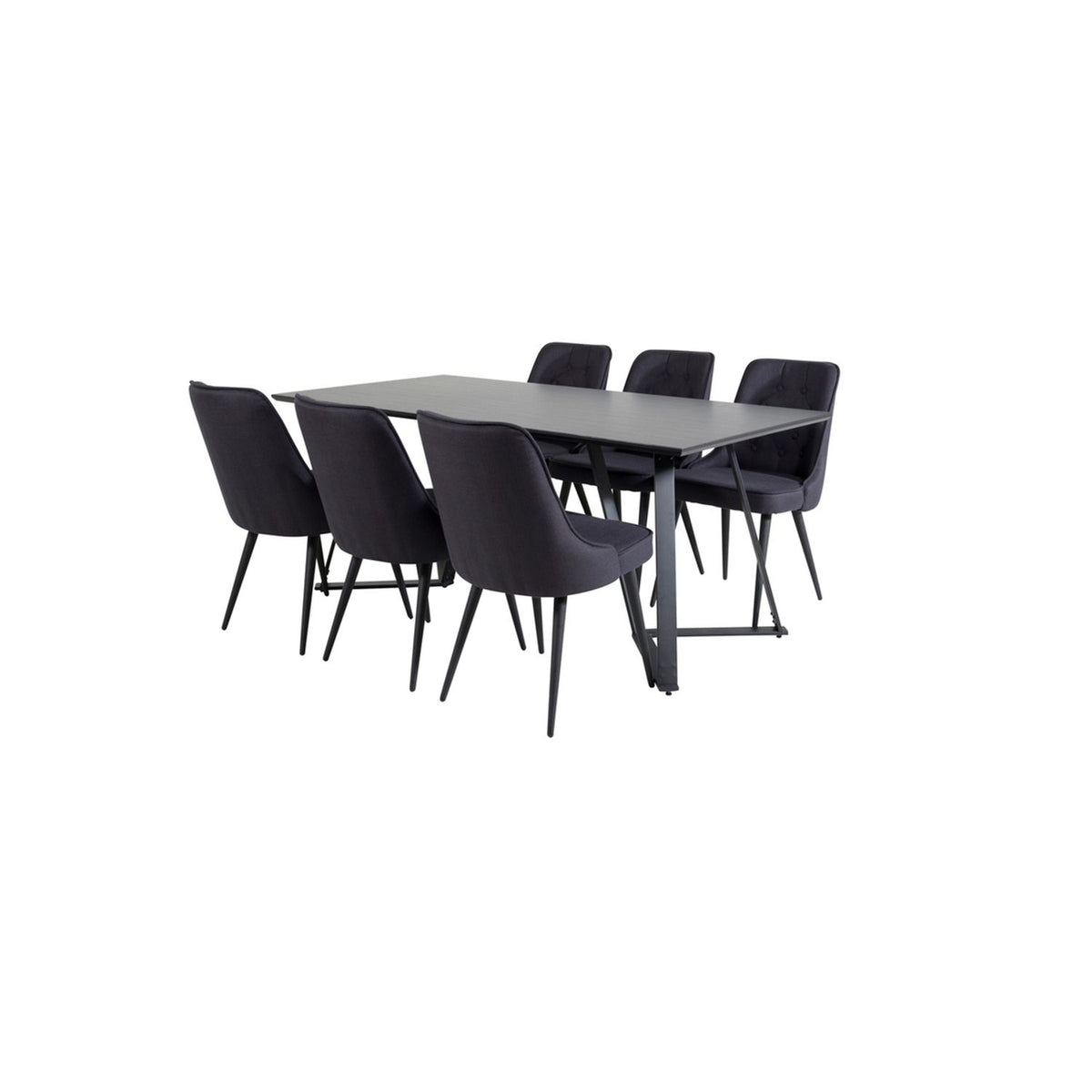 Marina, Velvet Deluxe Rektangulär matgrupp Svart, Svart, 180 x 90