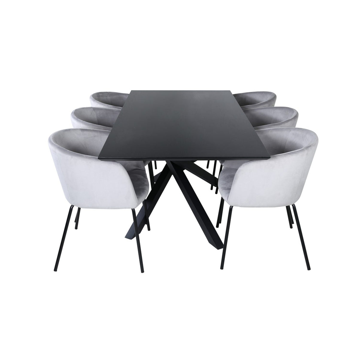 Piazza, Berit Rektangulär matgrupp Svart,Grå, Svart, 180 x 90