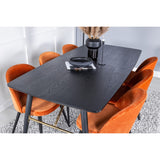 Guld, sammet Rektangulär matgrupp Svart, rostig orange, Svart, 180 x 85