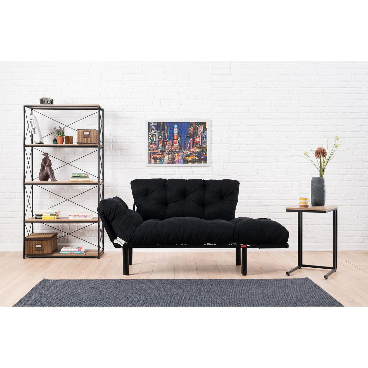 Helsingfors (155 x 85 x 70 cm) 2-sits bäddsoffa Svart