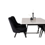 Estelle, Velvet Deluxe Rektangulär matgrupp Svart, Svart,Vitt, 140 x 90