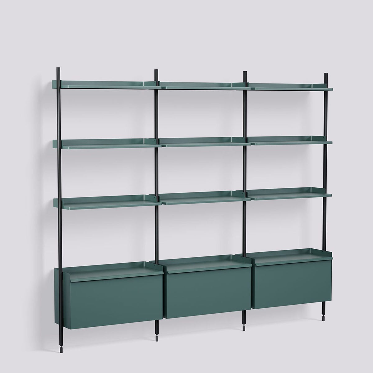 Pier System 133 3 sektioner 242 × 34 × 209 cm Hyllsystem PS Blue, Black – anodiserad aluminium