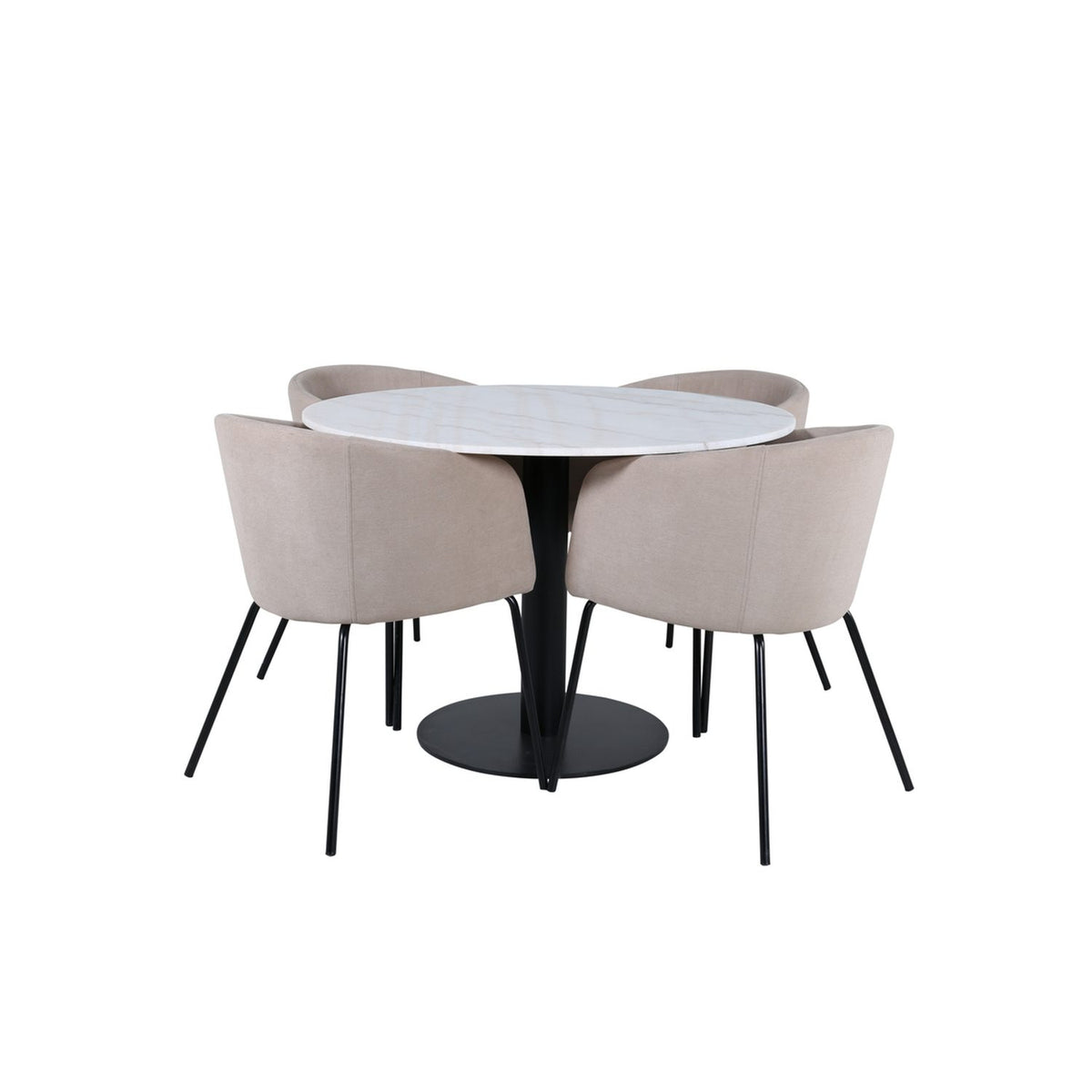 Estelle, Berit Rund matgrupp Beige, Svart, Svart,Vitt, ⌀106