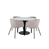 Estelle, Berit Rund matgrupp Beige, Svart, Svart,Vitt, ⌀106