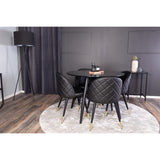 Plaza, Sammet Rund matgrupp Svart,Guld, Svart, ⌀100