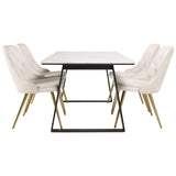 Estelle, Velvet Deluxe Rektangulär matgrupp Beige,Guld, Svart,Vit, 140 x 90
