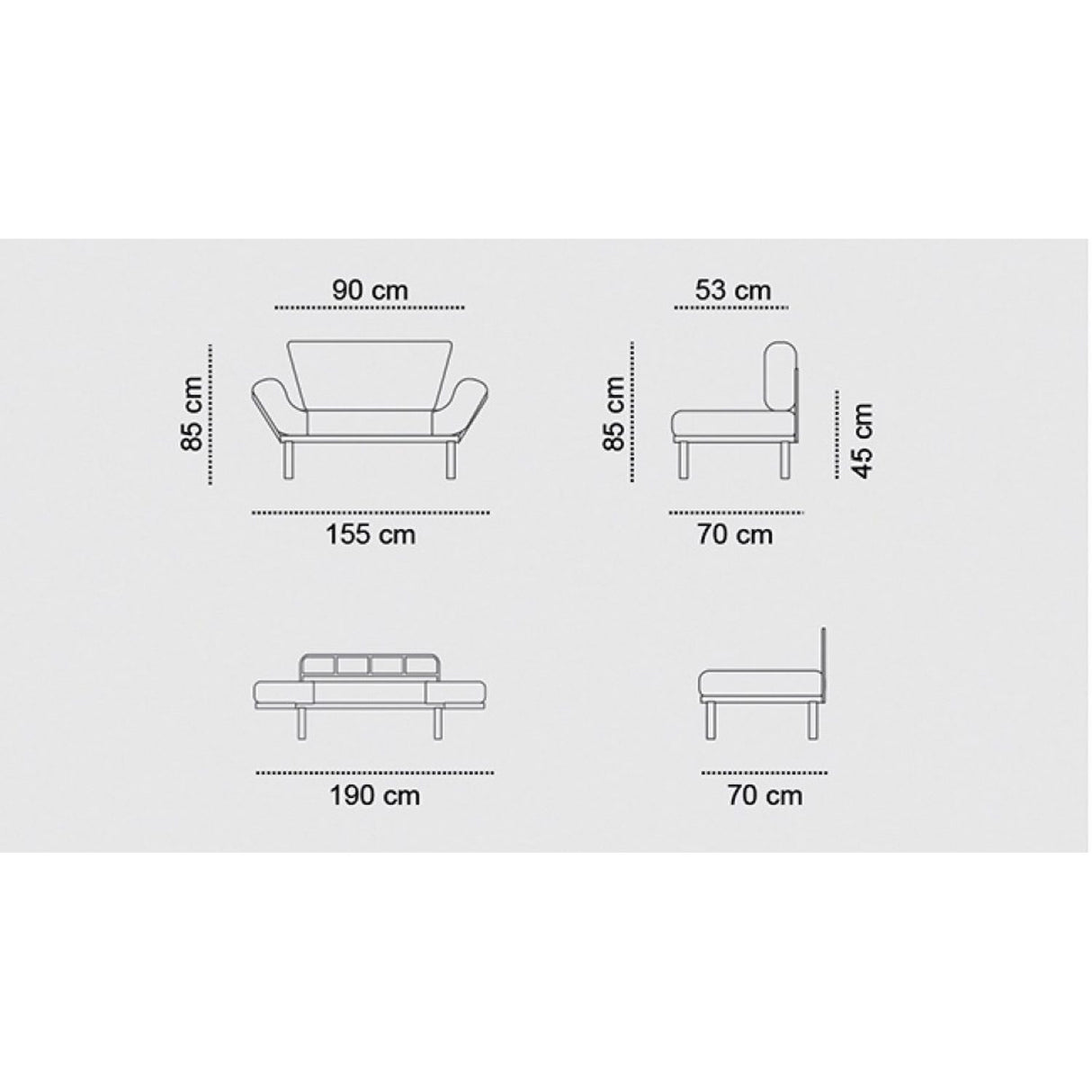 Helsingfors (155 x 85 x 70 cm) 2-sits bäddsoffa Petrolblå