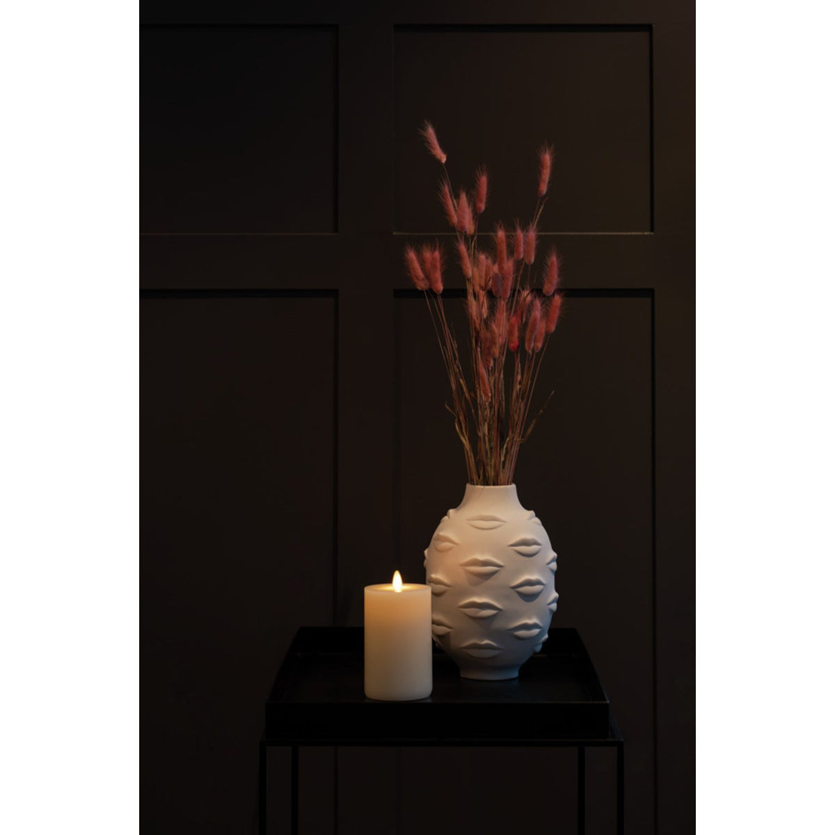 Vaxljus gräddvitt, varmvit LED 2xC Dekorationsljus El 8,1x15,2 cm