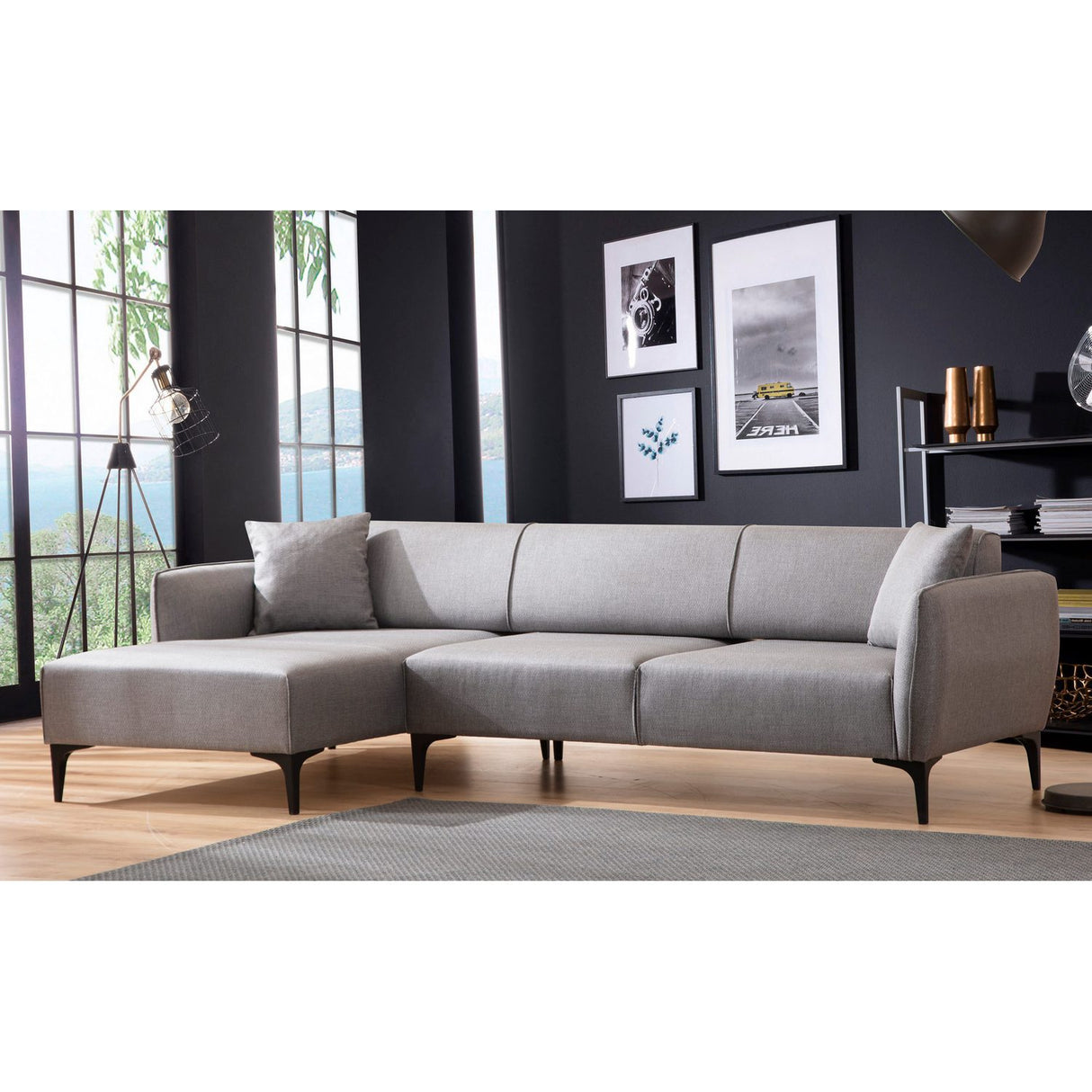 Belissimo (140-270 x 95 x 67 cm) Hörnsoffa Grå, Vänster