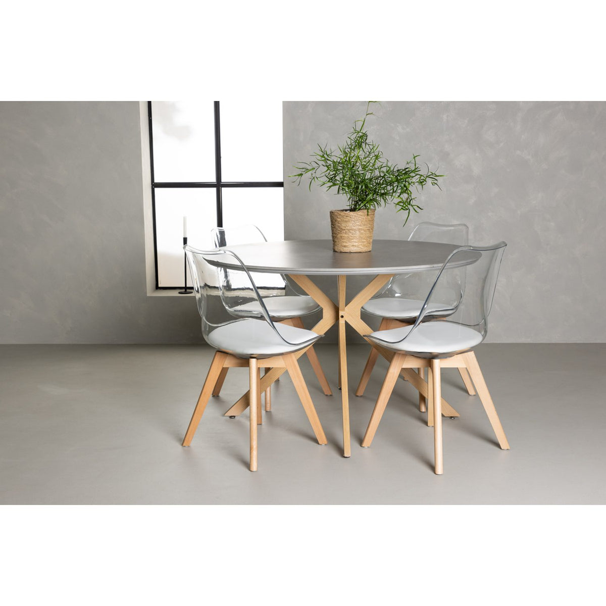 Piazza, Edvin Rund matgrupp Natur, Transparent, Vit, Grå, ⌀120