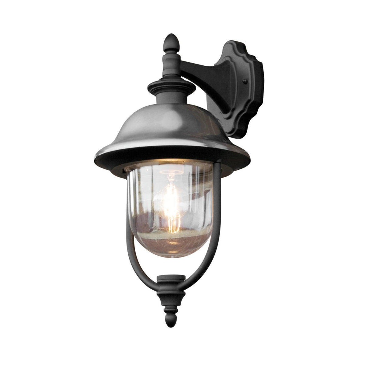 Parma E27 Svart/Rostfri Vägglampa Ute Ned