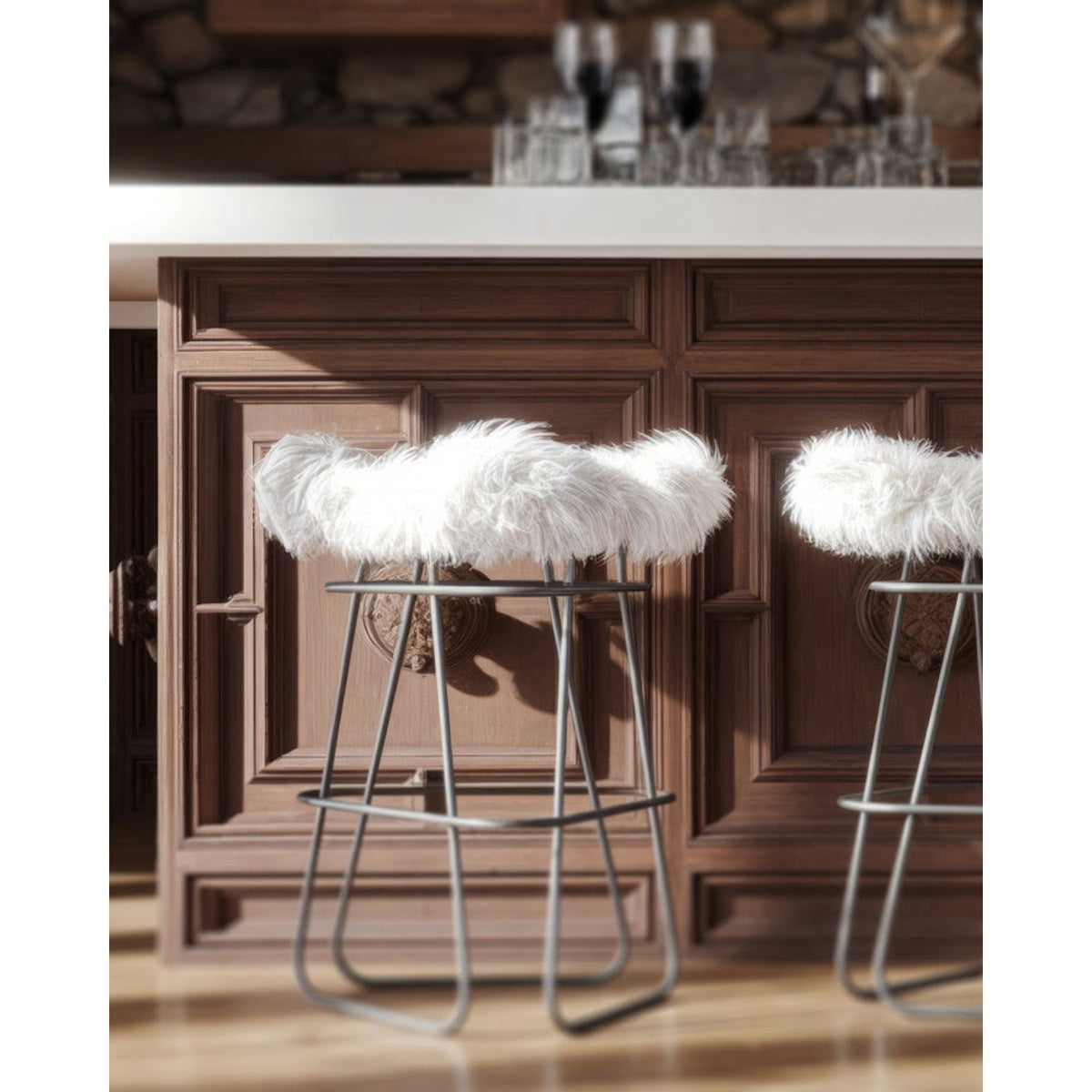 Iceland 65 cm Barstol Wild White