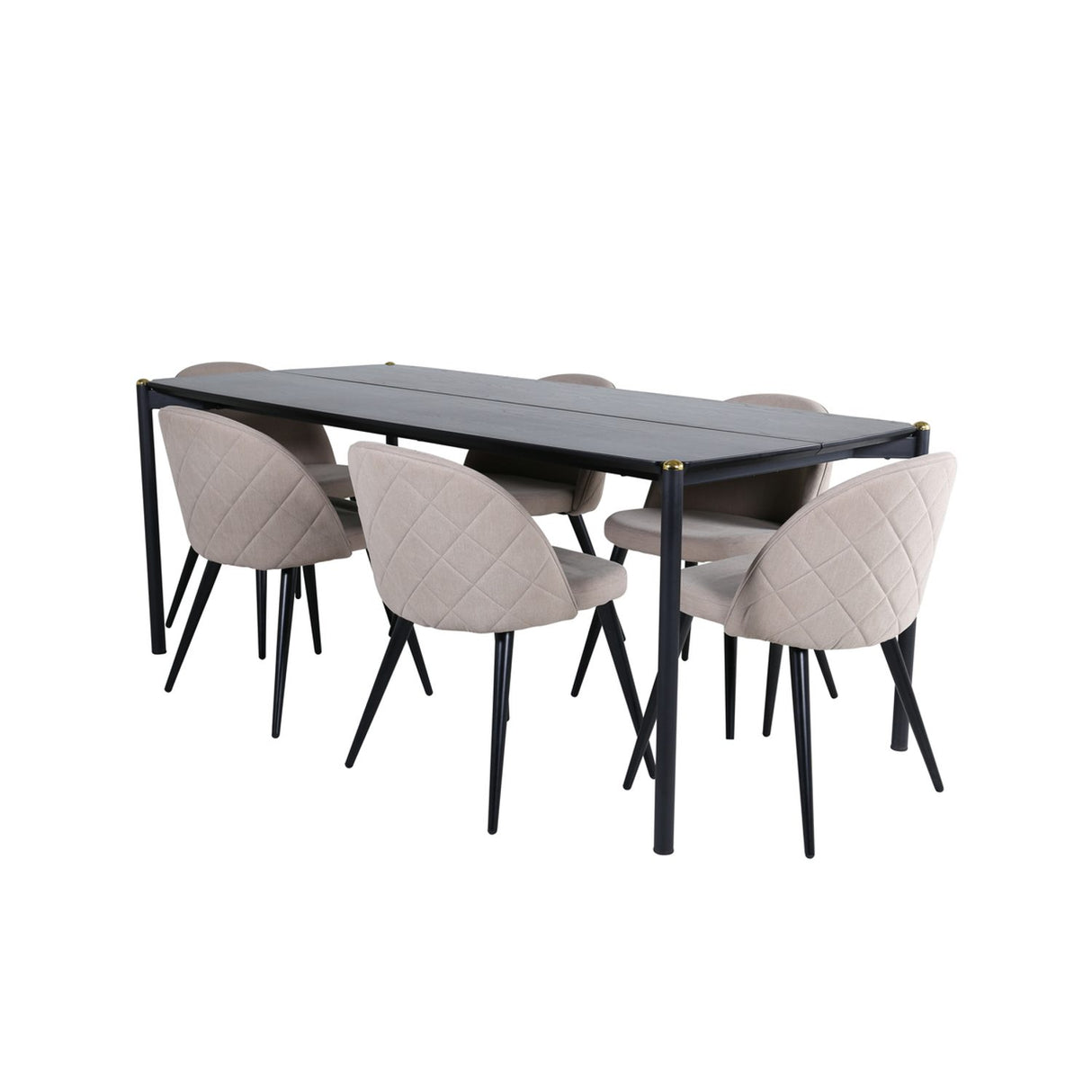 Pelle, Velvet Rektangulär matgrupp Beige, Svart, Linne