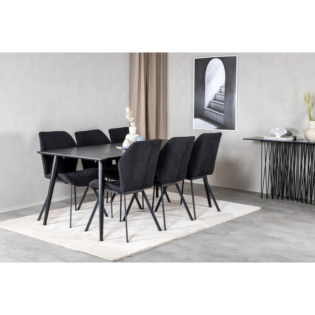 Dipp, Gemma Rektangulär matgrupp Svart, Svart, 180 x 90