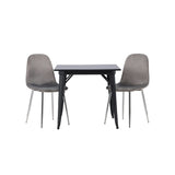 Tempe, Eva Rektangulär matgrupp Silver, Svart, 80 x 80