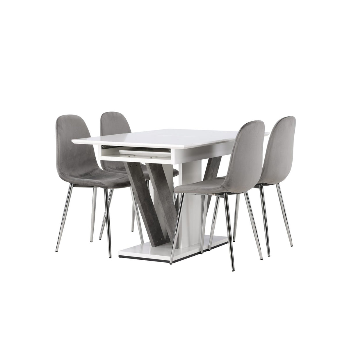 Disa, Eva Rektangulär matgrupp Silver, Grå,Vit, 120 x 80
