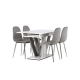 Disa, Eva Rektangulär matgrupp Silver, Grå,Vit, 120 x 80