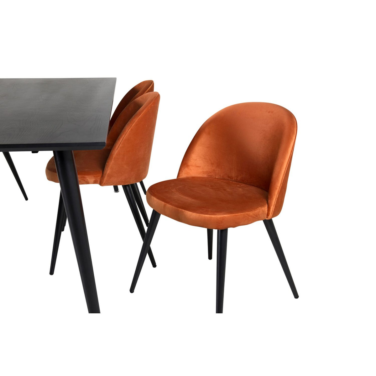 Dipp, Velvet Rektangulär matgrupp Svart, rostig orange, Svart, 180 x 90