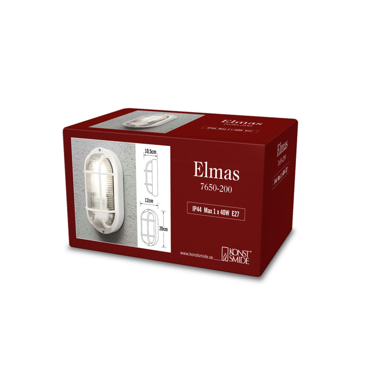 Elmas E27 Vägglampa Ute Vit
