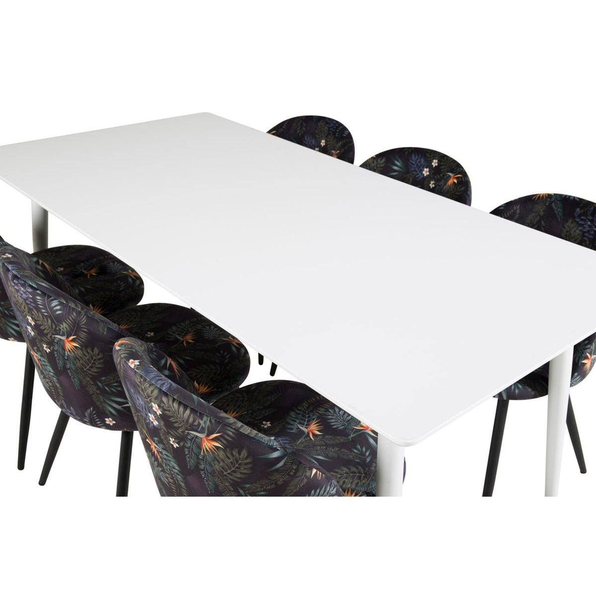 Polar, Velvet Rektangulär matgrupp Svart, Vit, 180 x 90