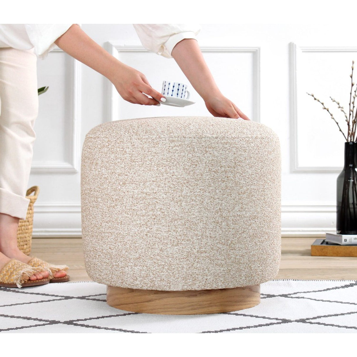Cheriton Puff (Ø45 x H42 cm) Beige Sittpuff