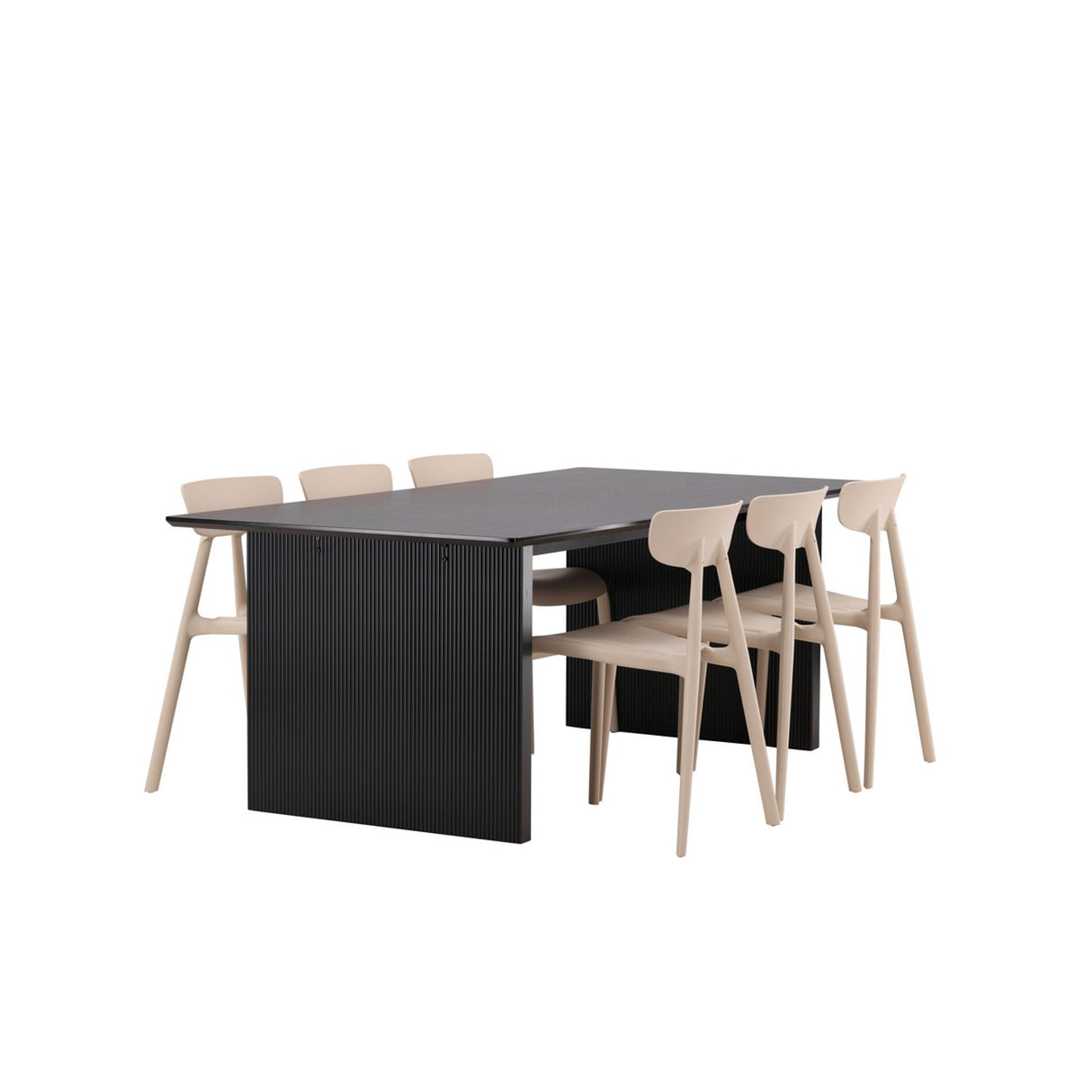 Vail, Ursholmen Rektangulär matgrupp Beige, Svart, 200 x 100