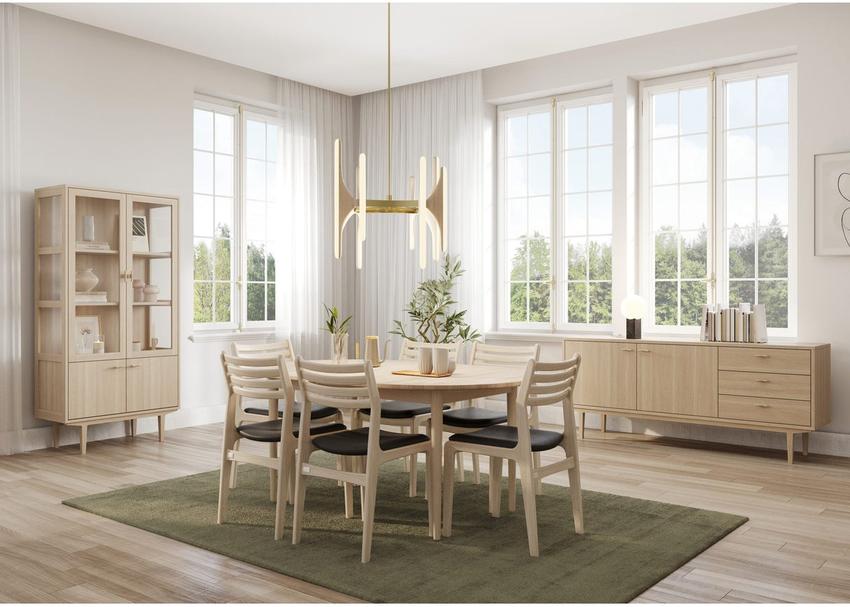 Vitrinskåp Nr.420 2st Glasdörrar & 2st Trädörrar inkl. Ljus 90x190 cm Vitoljad Ek