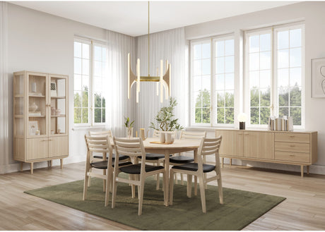 Vitrinskåp Nr.420 2st Glasdörrar & 2st Trädörrar inkl. Ljus 90x190 cm Vitoljad Ek