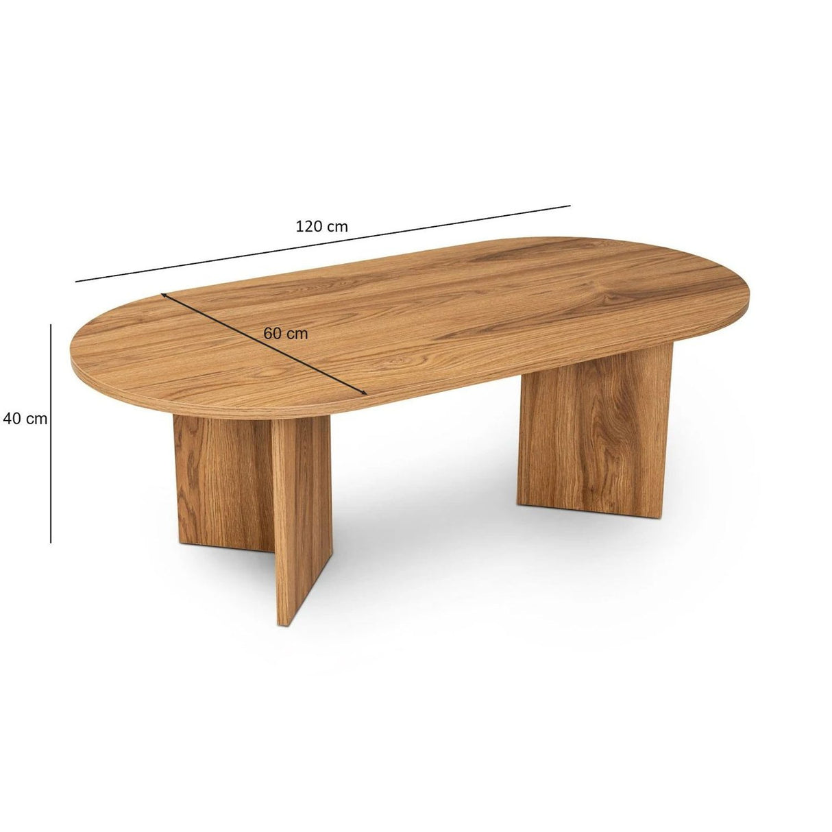 Oval (120 x 40 x 60 cm) luta Soffbord