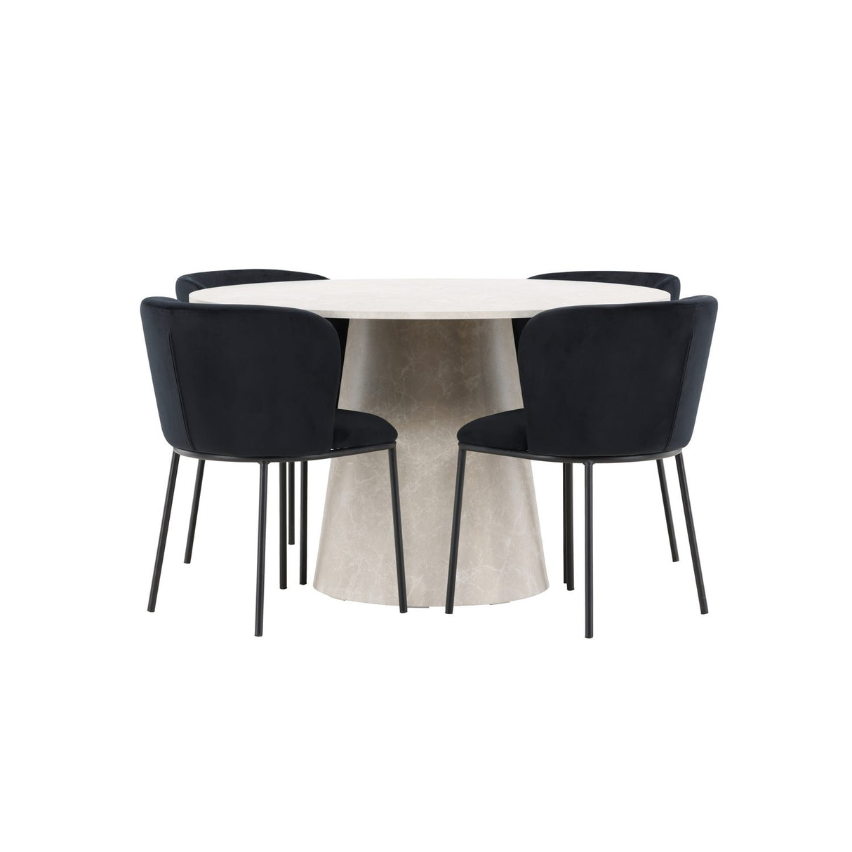 Lanzo, Edina Runt matgrupp Svart, Beige, 4st