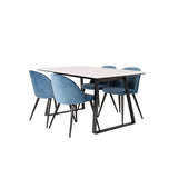 Estelle, Velvet Rektangulär matgrupp Svart,Blå, Svart, Vit, 140 x 90